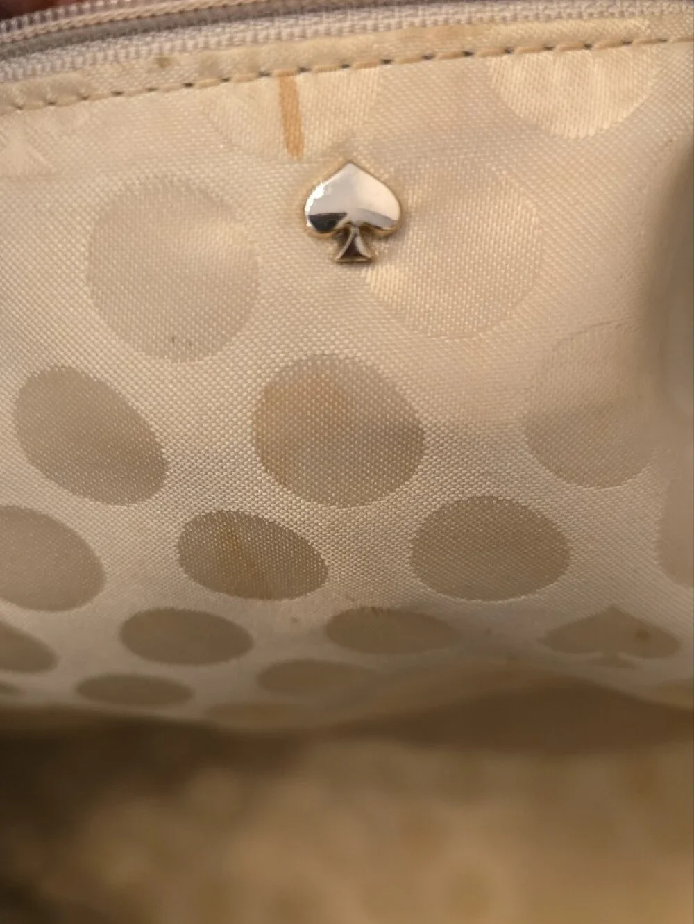 kate spade cream tote with black center stripe